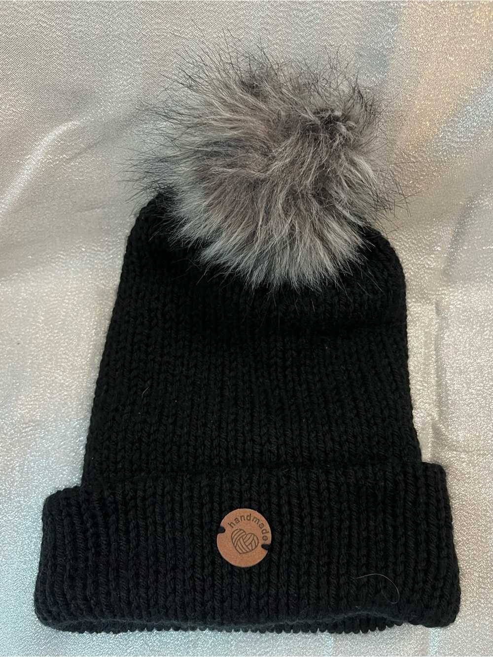 Crochet Handmade Hat Beanie with Faux Fur Pom Pom